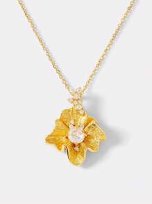 MOTF PREMIUM GOLD PLATED ASYMMETRICAL ZIRCONIA STONE NECKLACE
