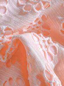 Swim Mod Jacquard Knit Wireless Cropped Cami Tank Top For Women, Summer Beach Casual Holiday Cute Swimwear Top - Coral Pink - View 4