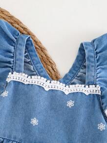 Cozy Pixies Baby Girl Sleeveless Ruffle Waist Casual Comfortable Dress - Blue - View 5