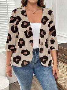 EMERY ROSE Plus Size Women Casual Minimalist Full Print Thin Jacket Fall Clothes Winter Clothes Autumn - White - View 4