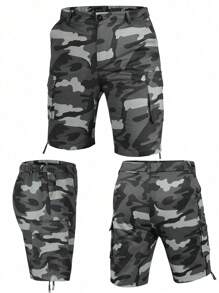 Manfinity Homme Pantalones cortos casuales sencillos para hombre, adecuados para el verano. Pantalones cortos camuflados para hombre, pantalones cortos de camuflaje para hombre