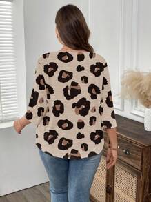 EMERY ROSE Plus Size Women Casual Minimalist Full Print Thin Jacket Fall Clothes Winter Clothes Autumn - White - View 3