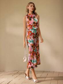 SHEIN Clasi Abito midi elegante da donna con stampa floreale