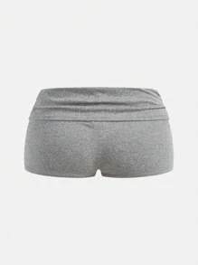 Girlism 2件套少女清新风格纯色吊带上衣和短裤套装，夏季度假装，春夏装，新年装，情人节装，藏蓝色 - 淺灰色 - 查看 7