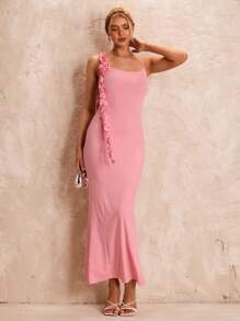 Glamine Váy trang trí hoa 3D có họa tiết, Váy xuân/hè mới cho nữ - Hồng - Xem 6