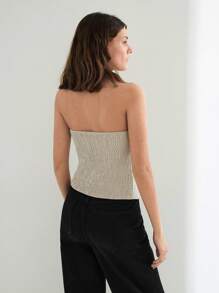 Maija Women's Apricot Summer Top, Solid Color Front Single-Row Metal Button With Pockets, Back Elastic Waist, Sleeveless Fitted Crop Top, Fashionable Simple Sexy For Holidays, Office, Casual, Business, Commuting, Airport