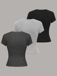 GlowEve Women Short Sleeve Round Neck Casual T-Shirt, Suitable For Summer - Multicolor - View 2