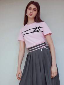 MOTF STUDIO BOW DETAIL BOXY T-SHIRT