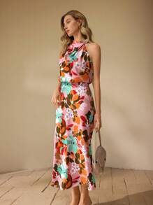 SHEIN Clasi Abito midi elegante da donna con stampa floreale