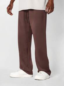 SUMWON Drop Crotch Joggers Sports Sweatpants Athleisure Training Pants Elastic Waist Lounge Casual Workout Tapered Leg Urban Streetwear Performance - Coffee Brown - View 1