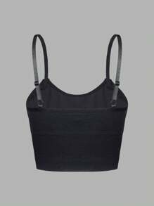 SHEIN 1pc Seamless Camisole Top For Teen Girls - Black - View 2