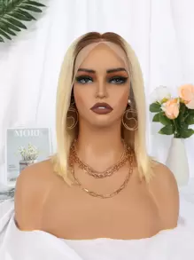 13*4 Short Straight Bob Wigs Frontal Lace 180% Density Human Hair Ombre4/613# Frontal Bob Wig - S4/613 - View 4