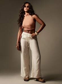 MISSGUIDED 露背缎面短款上衣，露背系带，夏季节日派对俱乐部之夜，现代简约都市时尚