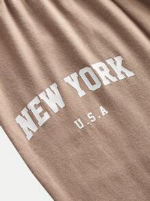 SHEIN Girlism 2pcs Set Tween Girls Casual Minimalist Letter Print Loose Short Sleeve T-Shirt And Flared Pants Graduation Outfit