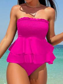 Swim Mod Women Beach Summer Outfits - Camisole & Bikini Tops - Hot Pink - View 1