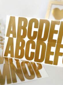 6pcs, 6.35 Cm Waterproof Large Golden Self-Adhesive Letter Decoration Sticker DIY Mailbox Sticker Hot Stamping Letter Sticker Large Alphanumeric Symbol Sticker Decorative Self-Adhesive, - Multicolor - View 9