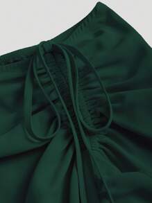 Sweetra Kvinnors nya alla hjärtans dag Burgund hög-låg fåll Retro Palace Style kjol, dragsko med volanger i lager, Festkjol, Bohemian kjol, vår/sommar - Grön - Visa 5