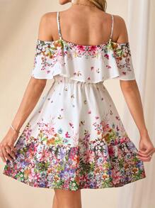 SHEIN Clasi 大码女式优雅荷叶边度假连衣裙 - 彩色 - 查看 3