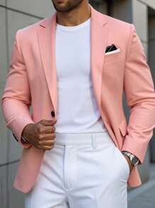 Manfinity Mode 男士纯色单扣西装外套，商务休闲