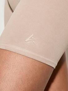 AiiRZ Pantalones cortos de ciclismo acanalados de talle alto, pantalones cortos de compresión para entrenamiento, pantalones cortos de yoga, gimnasio, entrenamiento, running, con control de humedad y control del abdomen - Caqui - Ver 5
