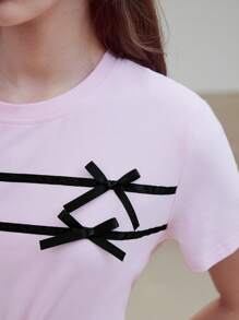 MOTF STUDIO BOW DETAIL BOXY T-SHIRT