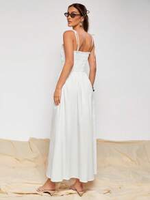 COSMINA Vestido maxi casual de vacaciones de unicolor con tirantes finos para mujer
