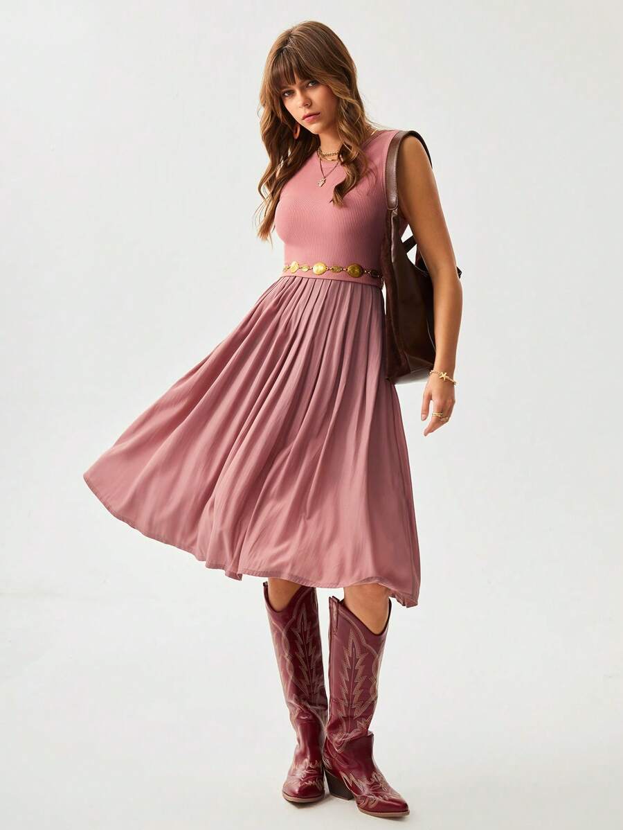 Wildy Summer Vacation Outfits Dresses For Women Elegant Women's Sleeveless Ruffled Hem Casual Dress, Summer