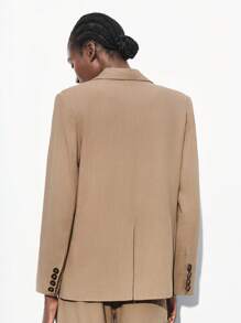 Maija 2025 Spring/Summer 's Single-Breasted Blazer Jacket,Relaxed Smart Casual Office Wear,Fashionable Business Casual For Music Festival,Beach - Khaki - View 7