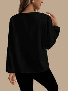 Glamance myriadwaveart Women Black Blouses Long Sleeve Notched Casual Plants Floral Summer Tops Going Out Office Going Out Business Casual Office Fall Day Night Travel Airport Streetwear Blouse, Fall Modest Back To School Work Autumn And Winter Flowy Top Going Out Elegant Blouses New Year Chic Stylish Clothing Collection
