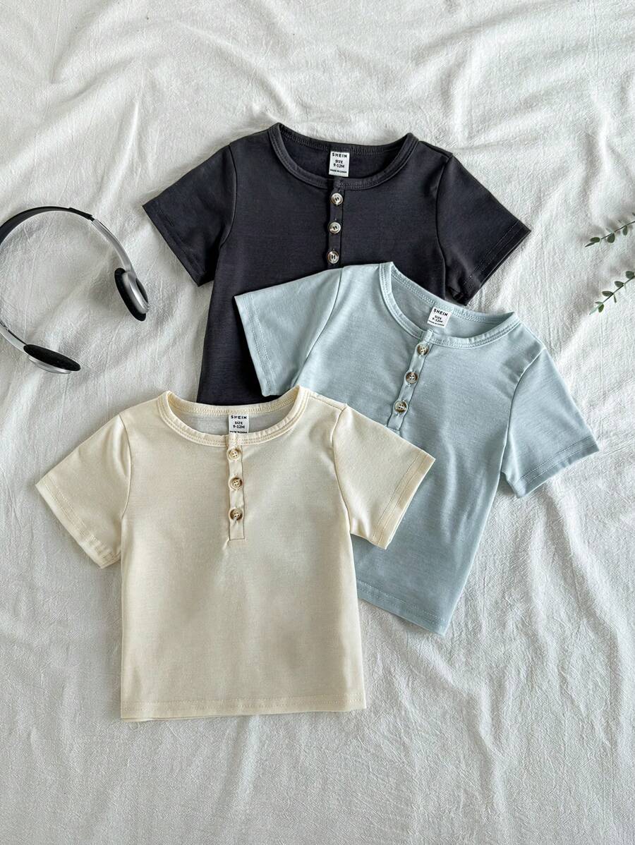 Vintaside Kids Babyboy Toddler Boys' Summer Multi-Pack Round Neck Short Sleeve Fashionable Versatile T-Shirts, Perfect For Warm Weather Outdoor Adventures And Indoor Leisure - Multicolor - View 1
