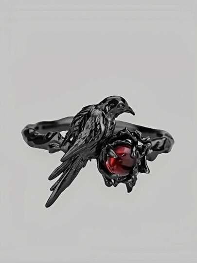 Gothic-Style Crow Gemstone Rings, Minimalist & Practical Multi-Function, Halloween
