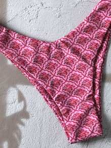 Swim Mod Springbreak 女士细肩带扭纹交叉印花高开叉性感比基尼套装沙滩装 - 彩色 - 查看 5