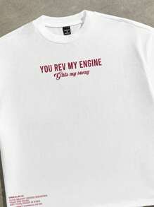 Manfinity EMRG Camiseta suelta de hombre con estampado casual de calle, vela grande y labios sellados