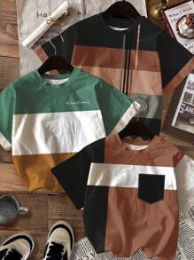 SHEIN 3pcs/Pack Young Boys Casual Everyday Comfortable Knit Short Sleeve T-Shirts, Suitable For Summer - White - View 1