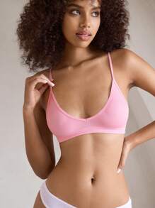 Ocili Leisure Seamless Wireless Soft Rib-Knit Comfort Bra Set - Pink - View 3