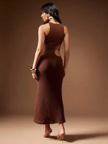 MISSGUIDED Hochmodernes figurbetontes Maxikleid mit Neckholder und Cut-Out-Details, elegantes Abendkleid für Party, Club und besondere Anlässe, eng anliegendes langes Kleid