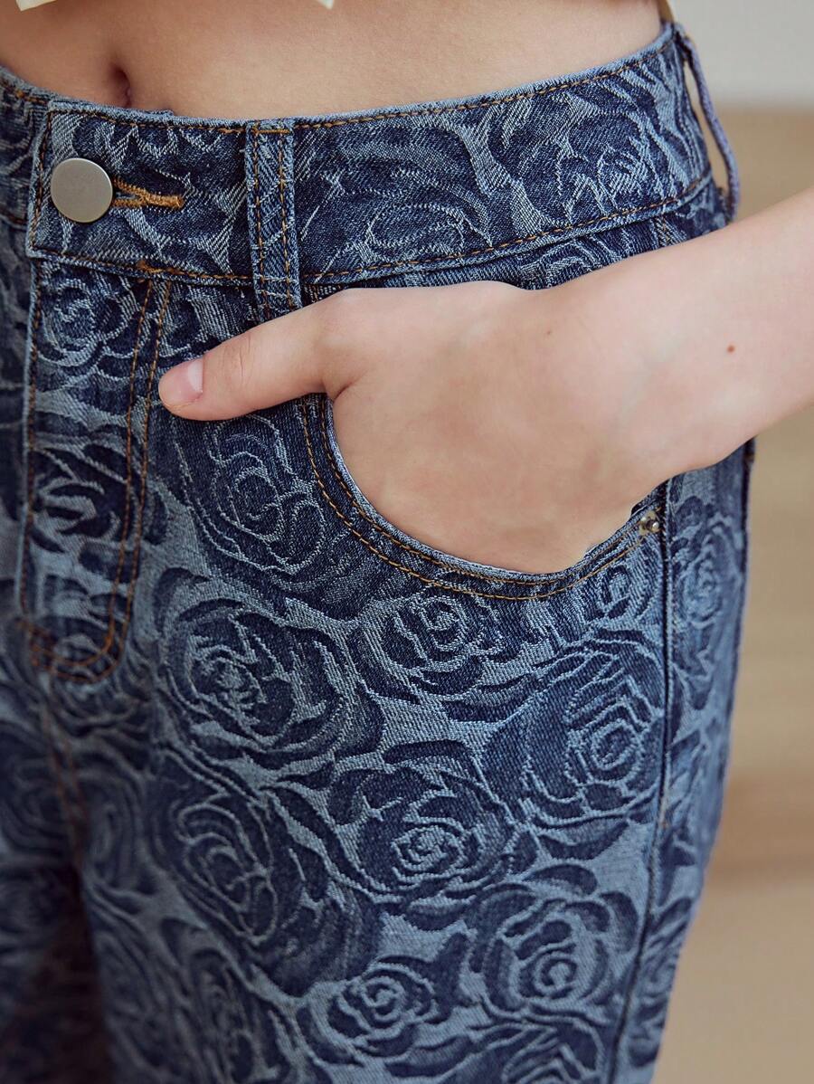 MOTF STUDIO JACQUARD STRAIGHT LEG JEANS - Blue - View 2