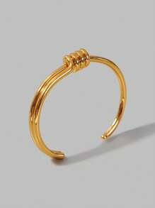 Ontre 18k Gold Plated Minimalist Twisted Bangle Bracelet, Suitable For Daily Wear