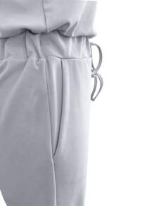 INAWLY Einfacher, stilvoller Jumpsuit für Damen mit Rundhalsausschnitt und Kurzarm, geeignet für den Sommer