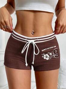 SHEIN EZwear Women Super Shorts, Minimalist Style Suitable For Summer - Brown - View 3