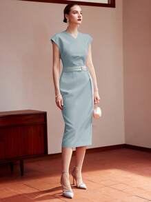 MOTF PREMIUM 系腰带拉链连衣裙