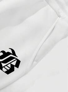 Claim Dot Men Letter Print Long Sleeve Half Zipper Sweatshirt And Sweatpants Set - White - View 7