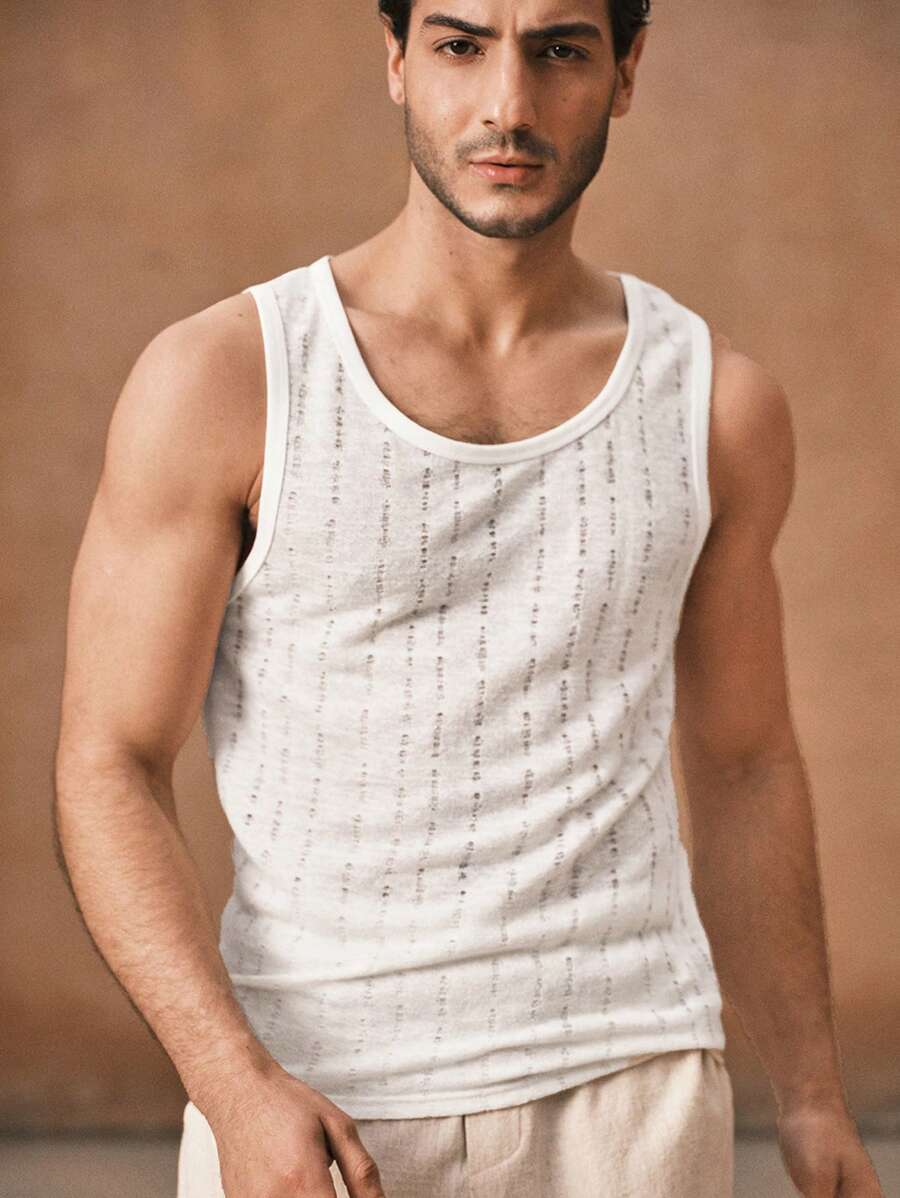 Manfinity VCAY Men's Slim Fit Crew Neck Sleeveless Knit Casual Top, Suitable For Summer - Apricot - View 1