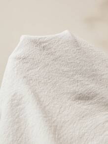 Easelle 女士休闲宽松白色亚麻宽松低腰长裤带侧带 - 白色 - 查看 7