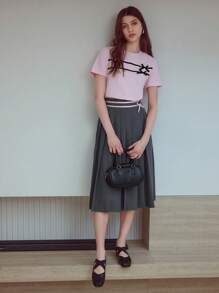 MOTF STUDIO 蝴蝶结细节百褶裙 - 灰色 - 查看 3