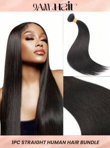 1 pieza Paquete de cabello humano liso, color negro natural, de 10 a 28 pulgadas, extensiones de cabello humano Remy para mujeres