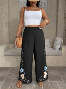 SHEIN LUNE Women's Summer Pants, Textured Fabric, Simple & Stylish Patterned Designs - Black - View 5