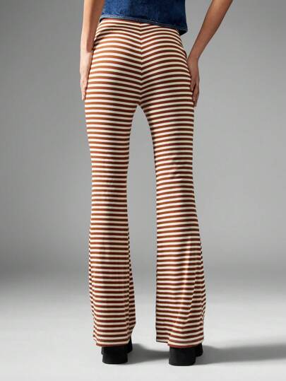 High Waist Ribbed Flare Stretchy Women Leggings｜MISSGUIDED