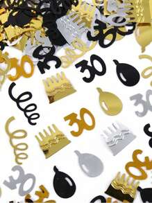 SHEIN 15g/袋黑金数字五彩纸屑装饰 18/30/40/50/60 岁生日快乐派对周年纪念桌面散落用品，圣诞节 - 彩色 - 查看 9