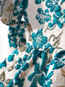 Young Girls Floral Jacquard Cap Sleeve Cute A-Line Dress For Holiday